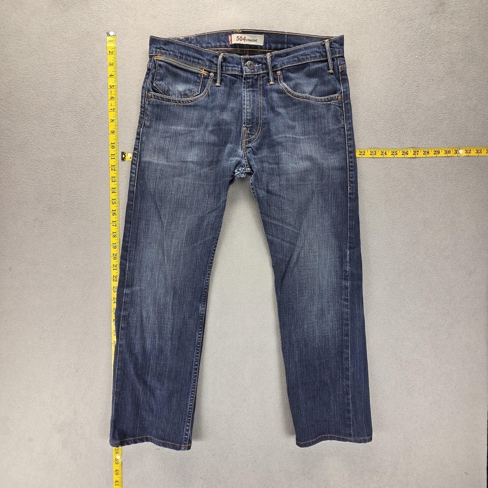 Vintage Levis 504 Jeans Mens 32x30 Blue Straight Engineered Dark Wash Zip Fly